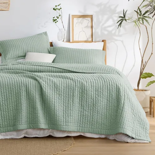 Miniatura 14 de Bedsure Colchas para niños tamaño individual – Juego de ropa de cama individual, edredón de edredón ligero a rayas neutrales, juego de 2 piezas