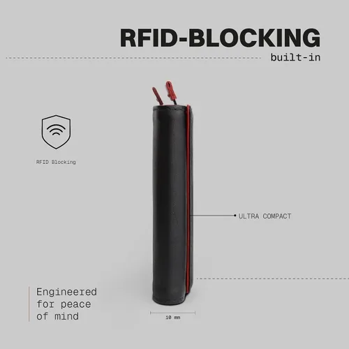 Miniatura 4 de The Frenchie Co. - Cartera - Cartera delgada de piel plegable - Protección de bloqueo RFID con múltiples ranuras para tarjetas y ventana