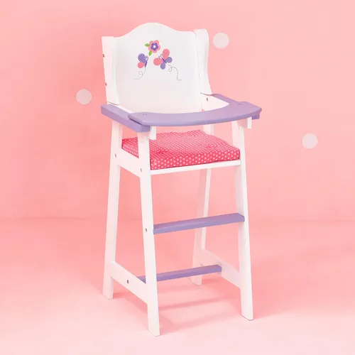 Miniatura 2 de Olivia's Little World - Silla alta para muñeca bebé princesa de lunares - Gris Blanco