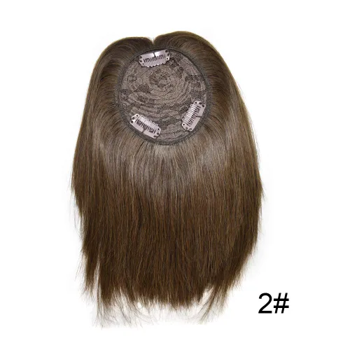 Miniatura 5 de Extensiones de cabello humano 100% real con clip, extensiones de cabello lacio de 13 pulgadas para mujeres (2# marrón oscuro)