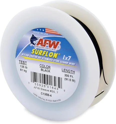 Miniatura 53 de Alambre de pesca americano Surflon recubierto de nailon 1x7 de acero inoxidable, línea líder de pesca para agua salada, prueba de 10 libras - prueba