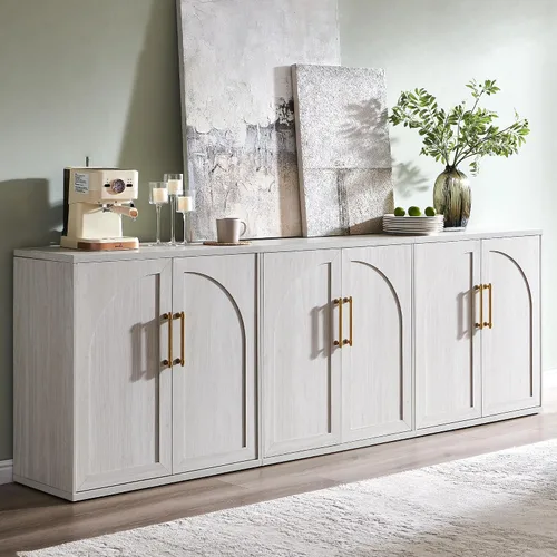 Miniatura 11 de ACCOHOHO Aparador de puerta arqueada, gabinete de buffet, gabinete de acento con estante ajustable, gabinete modular de madera para comedor, sala
