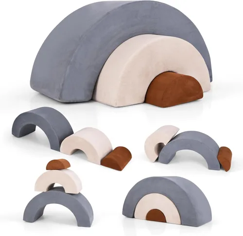 Miniatura 10 de INFANS Juguetes de escalada para niños pequeños, juego de 6 piezas de bloques de espuma suave para trepar y gatear con estructura de actividad