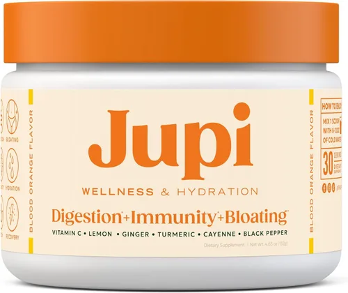Jupi Polvo de Hidratación y Bienestar – Shots de cúrcuma y jengibre, suplemento de vitamina C para energía, apoyo inmunológico y salud digestiva –