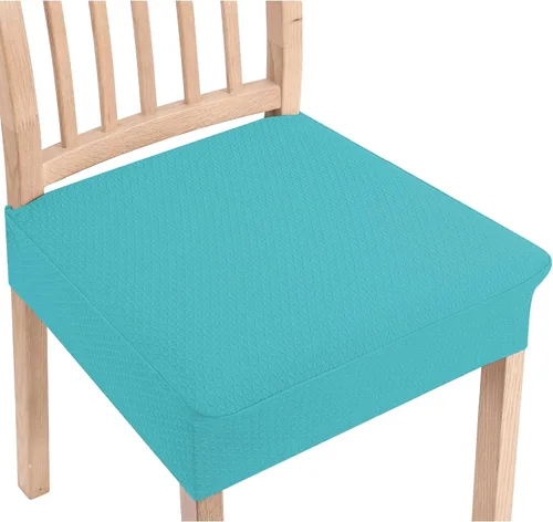 Miniatura 33 de Smiry Juego de 4 fundas de asiento elásticas de jacquard para sillas de comedor, extraíbles y lavables, sin fundas traseras, color gris pardo