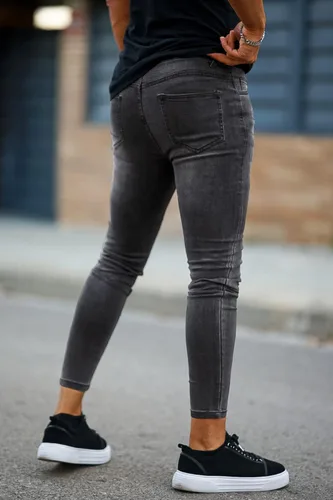 Miniatura 5 de GINGTTO - Jeans rasgados, elásticos y ajustados para hombre