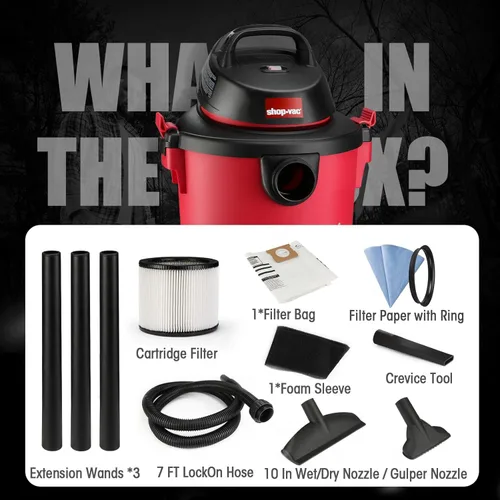 Miniatura 8 de Shop-Vac Aspiradora en seco y húmedo de 6 galones 3.0 de potencia máxima, 3 en 1, con filtros, accesorios, ideal para el hogar, trabajo, garaje