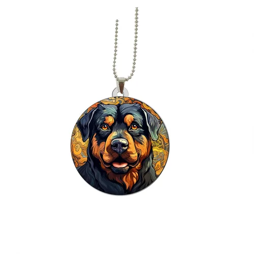 Rottweiler Dog Ornament Car Rear View Mirror Accessories Christmas Tree Ornament Decoration Hanging Charm Interior Rearview Pendant Decor Gift