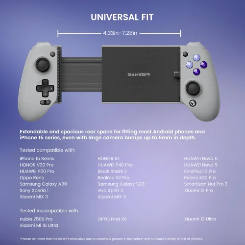 Miniatura 3 de GameSir G8 Galileo - Controlador móvil tipo C para Android y iPhone 15 Series (USB-C), Gamepad Plug and Play con joysticks efecto Hall/disparador