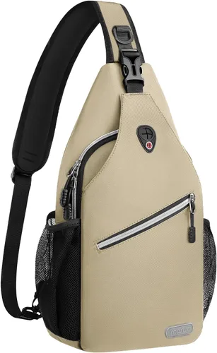 Mosiso - Mochila bandolera multiusos, para viajes, senderismo, etc. Beige