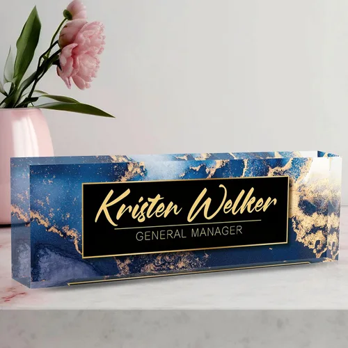 Miniatura 20 de Placa de Nombre Personalizada a Criterio, Placa de Escritorio de Acrílico, Decoración de Oficina para Mujeres y Hombres, Regalos de Agradecimiento
