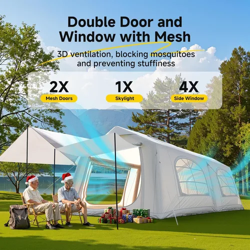 Miniatura 7 de Inflatable Blow Up Tents for Camping,Waterproof Oxford Hot Tent with Manual Pump,Spacious Easy Setup Inflatable Camping Air Tent for Family Glamping
