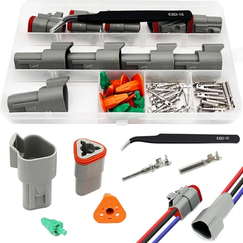 Miniatura 11 de Kit de Conectores Deutsch de 2 Pines 10 Juegos, Kit de Conector DT Gris, Conectores de Cable Impermeables para Automóviles de 2 Pines, Kit