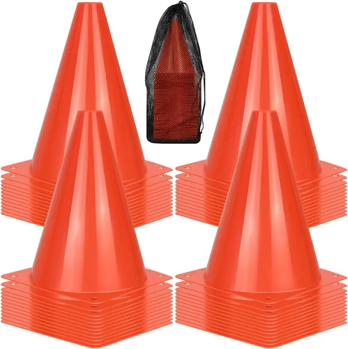 Miniatura 8 de PXZBLG 12/24/50 conos de fútbol, conos de fútbol de 17 cm, conos de tráfico de plástico, conos de entrenamiento para baloncesto, fútbol y patinaje