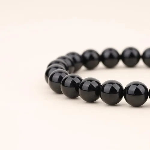Miniatura 6 de COAI Pulsera Hamsa de piedra turmalina negra con dije de mano