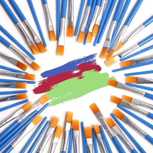 Miniatura 4 de DECYOOL Juego de 60 pinceles de pintura de nailon, pelo plano, pequeño óleo, acuarela, artista, kits de pintura a granel para pintura acrílica