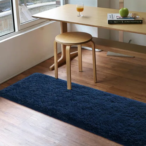 Miniatura 6 de Alfombras de Pasillo Suaves de Color Azul Marino para Dormitorio, Alfombra de Cabecera de 2x6 pies, Alfombras Esponjosas de Felpa, Alfombra de Área