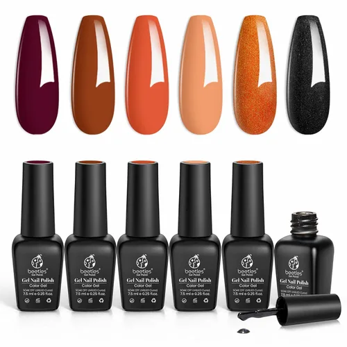 Miniatura 13 de Beetles - Juego de esmalte de uñas de gel de 6 colores, ojo de gato plateado, gel transparente rojo, rosa, amarillo, verde, negro, con efecto