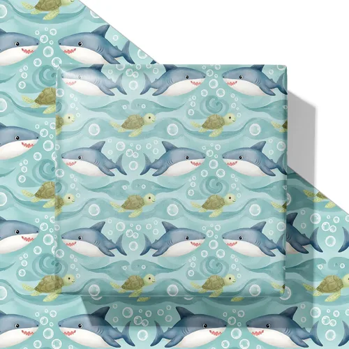Miniatura 11 de SaringSwoon Papel de regalo para baby shower para niños y niños, papel de regalo de pelota deportiva azul con diseño de baloncesto, fútbol, béisbol