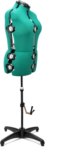 Miniatura 3 de BHD BEAUTY Forma de vestido de maniquí de tela femenina verde de 13 diales ajustable para costura, torso corporal de maniquí con soporte de trípode