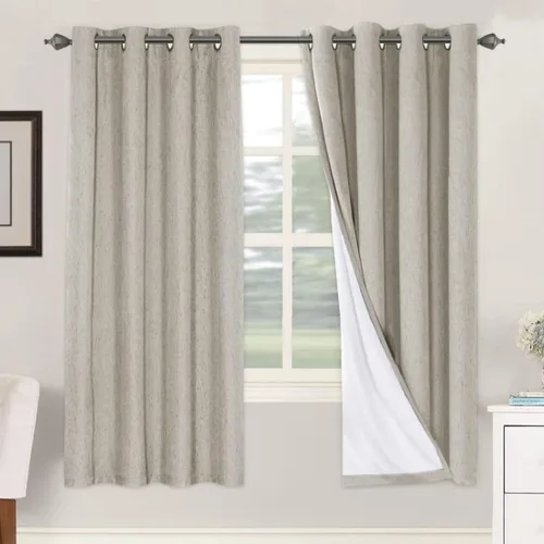 Miniatura 201 de H.VERSAILTEX Cortinas opacas de lino de 72 pulgadas de largo, 100% absolutamente opacas, con aislamiento térmico, con textura de lino, cortinas