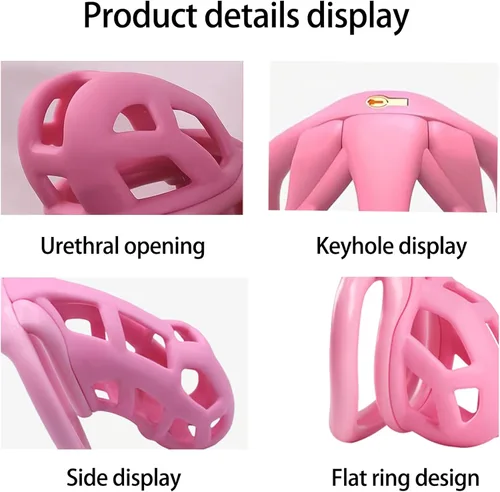 Miniatura 4 de Jaula de castidad de resina, dispositivo de castidad masculina 3.0 con 4 anillos, dispositivo de castidad masculina para pene, jaula de castidad