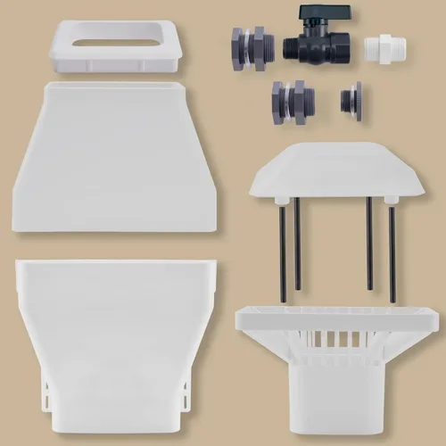 Miniatura 8 de Desviador de barril de lluvia, sistema de recolección de agua de lluvia que se adapta a bajante de 2 x 3 o 3 x 4 pulgadas, kit de desviador de Blanco