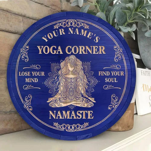 Miniatura 5 de Artsy Woodsy Placa de pared de madera personalizada para estudio de yoga, Zen Den, sala de meditación, espacio de atención plena, letrero Namaste, 01