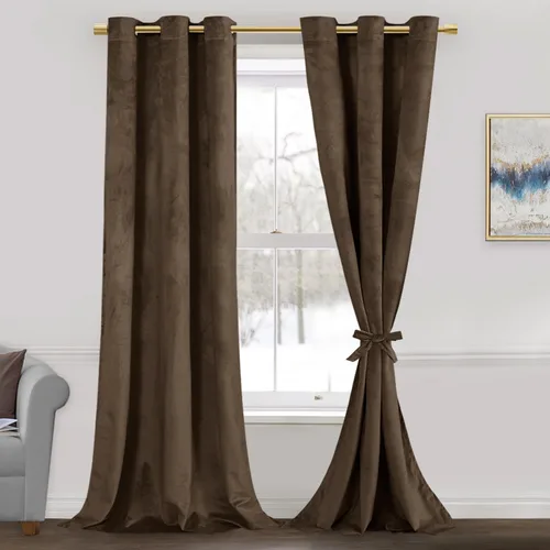 Miniatura 78 de JIUZHEN - Cortinas de terciopelo gris de 63 pulgadas opacas para sala de estar - Cortinas gruesas de terciopelo con ojales para ventana