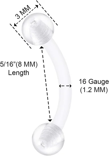 Miniatura 2 de 4 retenedores de barra curvados de bioplástico calibre 16 bola de trago lóbulo de tragus joyería para piercing de cejas ver más tamaños