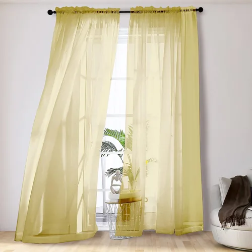 Miniatura 157 de OVZME - Cortinas traslúcidas blancas de 45 pulgadas de largo, 2 paneles, cortinas de gasa con bolsillo para barra para ventanas pequeñas, cada una