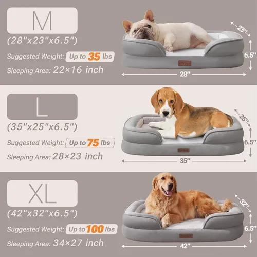 Miniatura 8 de Soft Touch - Cama ortopédica XL para perros grandes con parte superior de pelo sintético, sofá para mascotas impermeable con funda extraíble y Gris