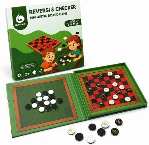 Miniatura 10 de Juego de mesa de damas y Tic-Tac-Toe 2 en 1 Juegos de viaje magnéticos para niños de 8 a 12 años Actividades de avión para niños de 8 a 12 años