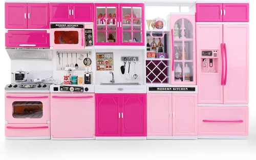 Miniatura 8 de Juego de cocina de muñeca para niños, mi casa de muñecas de cocina moderna Mini con accesorios de juguete de simulación para juego de roles