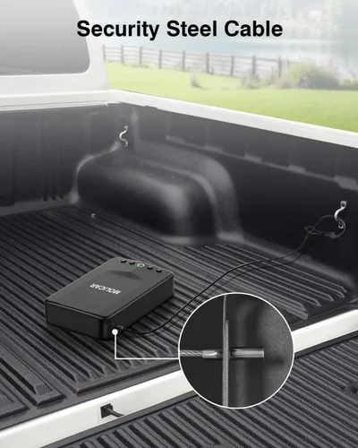 Miniatura 4 de Caja fuerte para pistola de mano pequeña biométrica, caja de seguridad portátil para pistola con acceso rápido por huellas dactilares, caja