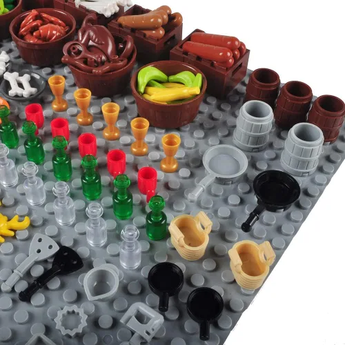 Miniatura 4 de 180 piezas de bloques de construcción de alimentos, accesorios de cocina, juego de ladrillos de construcción, juego de construcción de bricolaje