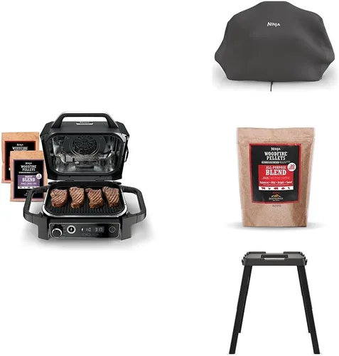 Miniatura 18 de Ninja OG751 Woodfire Pro - Parrilla para exteriores con termómetro integrado, parrilla principal 7 en 1, ahumador de barbacoa y freidora de aire al
