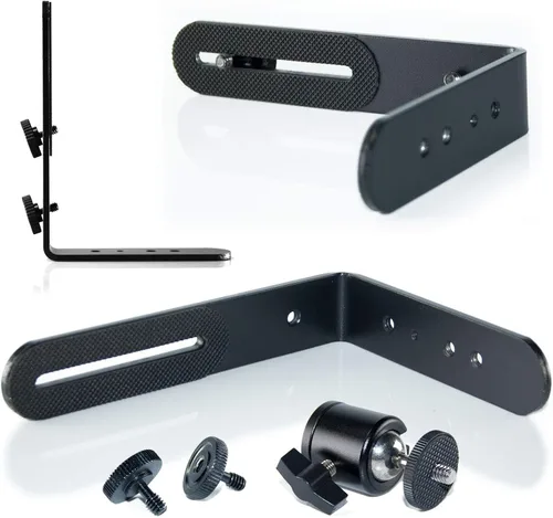 Miniatura 9 de EXMAX® Soporte para cámara de luz flash en forma de L de aleación de aluminio de metal con tornillo de 1/4 pulgadas + mini trípode de cabeza de bola