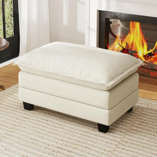 Miniatura 39 de WorthFurni Sofá Seccional Modular de 111.4", Sofá de Nube en Forma de U con 2 Otomanas Móviles, Cómodo Sofá de Chenille de Asiento Profundo