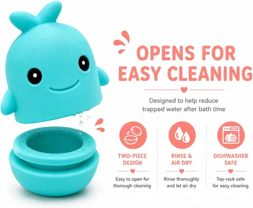 Miniatura 4 de Juguetes de baño de silicona, Se abre para la limpieza, Juguetes de baño para bebés de 9 meses, Juguetes de baño para niños pequeños 1-3, Juguetes