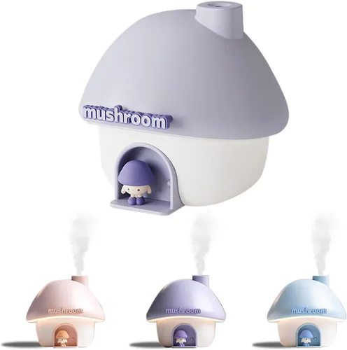 Miniatura 7 de Lindo humidificador de casa de hongos, humidificador pequeño de niebla fría de 10.1 fl oz, mini humidificador de aire portátil recargable por USB