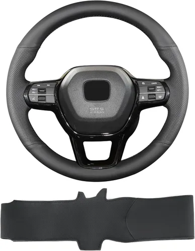 Funda para volante con costuras a mano, apta para Honda Civic 2022/Civic Sedan Si 2022/CR-V HR-V Civic Type R 2023, funda de cuero de microfibra