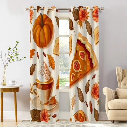 Miniatura 136 de Shrahala Beige and Orange Abstract Art Brushstrokes Blackout Curtain Tiers, Abstract Oil Paint Kitchen Valance Light Blocking Tier Drapes with Rod