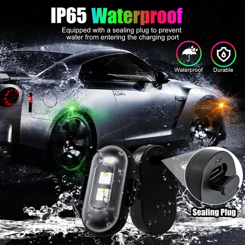Miniatura 3 de Luces LED inalámbricas para automóvil, luces de roca inalámbricas con 8 colores, 10 modos, luz de advertencia estroboscópica LED, motocicletas