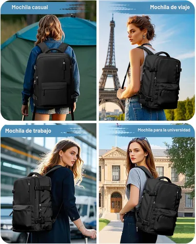 Miniatura 8 de VGCUB - Mochila grande para viaje, trabajo, negocios, mochila para laptop aprobada como equipaje de mano para vuelos, unisex, Negro -, Grande, Large