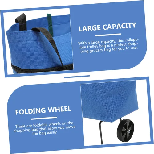 Miniatura 4 de Bolsa de almacenamiento plegable con ruedas, azul, 15 pulgadas de largo x 15 pulgadas de ancho x 12 pulgadas de alto
