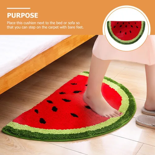 Miniatura 6 de VOSAREA Alfombra en forma de fruta, alfombra semicircular para puerta, alfombra de baño de felpa antideslizante, absorbente, alfombra gruesa