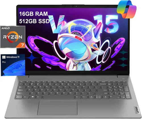 Lenovo Laptop V15 Gen 4 para empresas (15.6" FHD antirreflejo, AMD Ryzen 7 7730U (Supera i7-1355U), 16GB RAM, 512GB SSD), teclado numérico, cámara