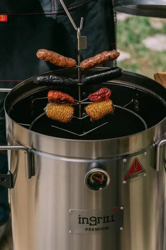 Miniatura 2 de INGRILL Brocheta colgante de varios niveles para ahumador y parrilla de barril, estante vertical de acero inoxidable 304 para salchichas, maíz