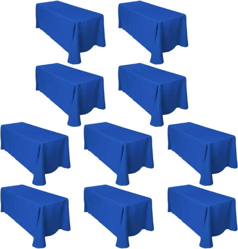 Miniatura 14 de LTC LINENS - Paquete de 2 manteles rectangulares de poliéster, de 60 x 102 pulgadas y 6 pies, color azul bebé, con caída parcial, resistentes a